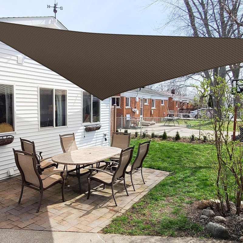 Windscreen4less 12' x 12' x 12' Sun Shade Sail Triangle Outdoor Canopy Cover UV Block for Backyard Porch Pergola Deck Garden Patio (Brown) - Image 1